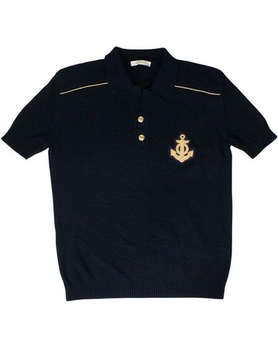 Balmain Cotton 'anchor' Knit Sweater - Navy - Blue