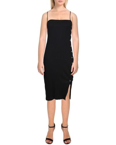 French Connection Ribbed Button-down Sheath Dress - Black