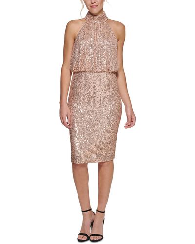 Eliza J High-neck Embellished Cocktail And Party Dress - Pink