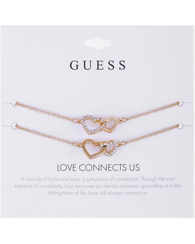 Guess Factory Gold-tone Heart Bracelet Set - White