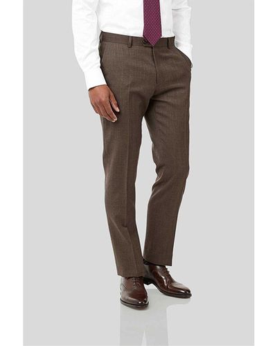 Charles Tyrwhitt Slim Fit Semi-plain Wool Suit Trouser - Brown