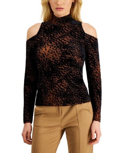 Donna Karan Animal Print Pullover Top - Black