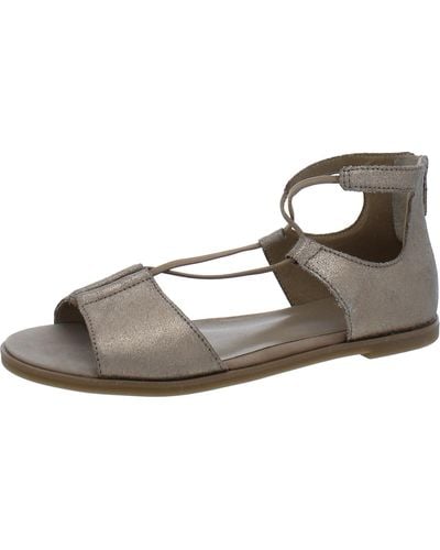 Eileen Fisher Leather Casual Strappy Sandals - Gray