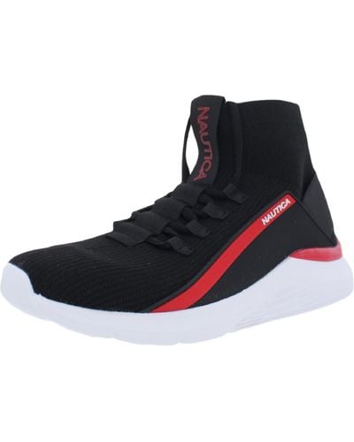 Nautica Jairo Knit Lace Up Casual And Fashion Sneakers - Black