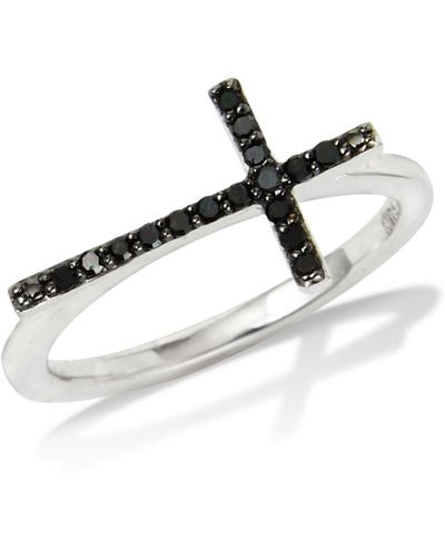 Savvy Cie Jewels Ss 925 Diamond Ring 0.10tcw - Black