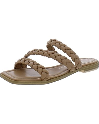 Dolce Vita Faux Leather Slip-on Slide Sandals - Brown