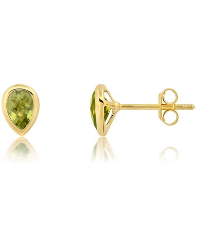 Nicole Miller 14k Yellow Gold Plated Pear Cut 6mm Gemstone Bezel Set Stud Earrings - Metallic