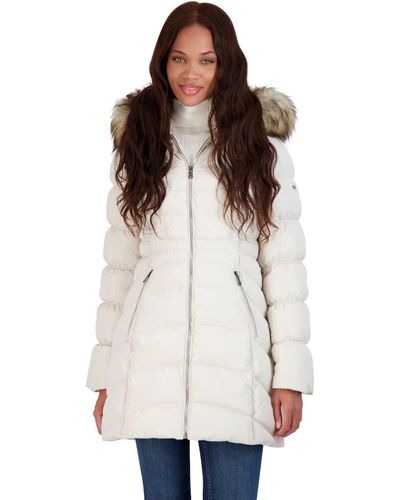 Laundry by Shelli Segal Slimming Faux Fur Puffer Jacket - White