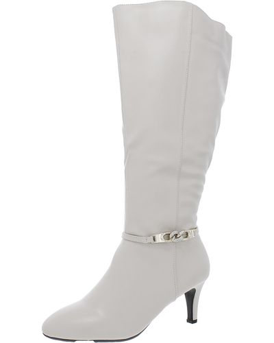 Karen Scott Hanna Faux Leather Wide Calf Knee-high Boots - Gray