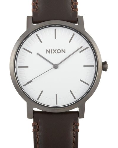 Nixon Porter Leather 40 Mm Stainless Steel Watch A1058 2368 - Metallic