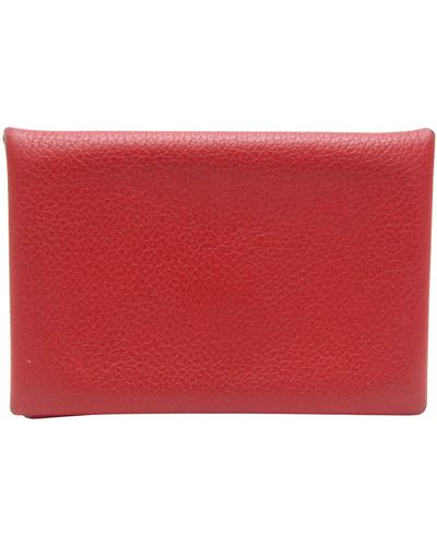 Hermès Calvi Leather Wallet (pre-owned) - Red