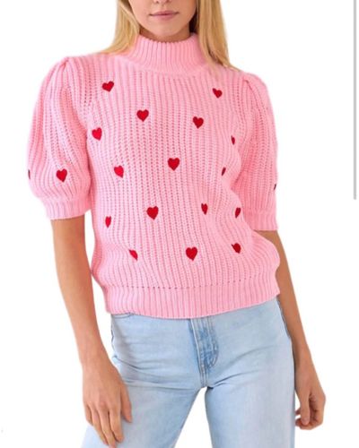 English Factory Heart Shape Sweater - Red