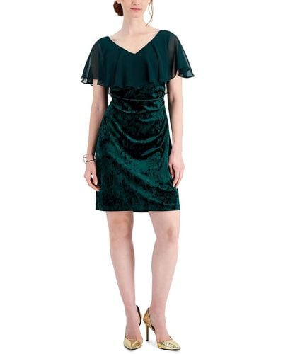 Connected Apparel Petites Velvet Mini Cocktail And Party Dress - Green