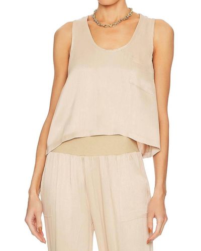 Bobi Cropped Woven Tank In Sand - Natural