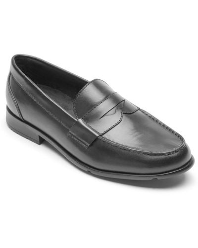 Rockport Keaton Leather Slip On Loafers - Gray