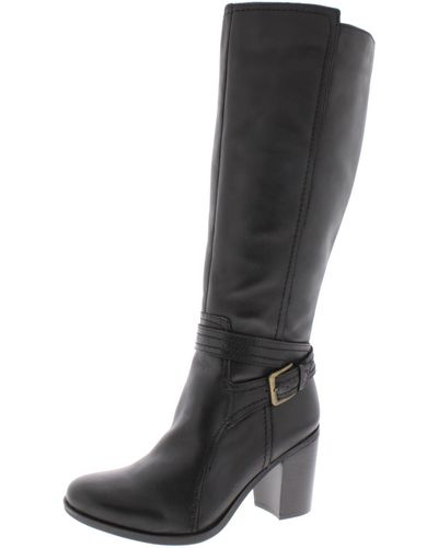 Naturalizer Kelsey Leather Buckle Riding Boots - Black
