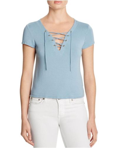 NYTT Kota Lace-up Short Sleeves Casual Top - Blue