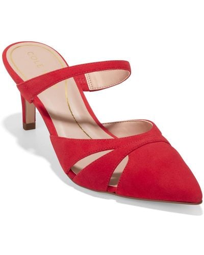 Cole Haan Vandam Suede Pointed Toe Mules - Red