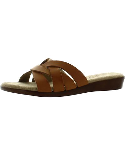 TUSCANY by Easy StreetR Zanobia Faux Leather Strappy Wedge Sandals - Brown