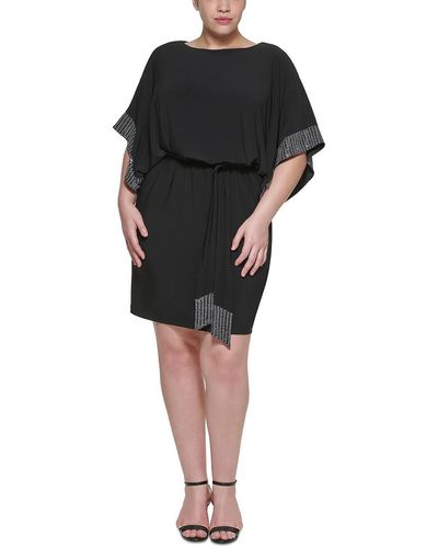 Jessica Howard Plus Jersey Blouson Cocktail And Party Dress - Black
