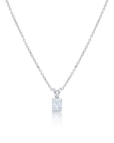 Diana M. Jewels 14kt White Gold Solitaire Diamond Pendant Featuring 0.46 Ct Emerald Cut Diamond - Black