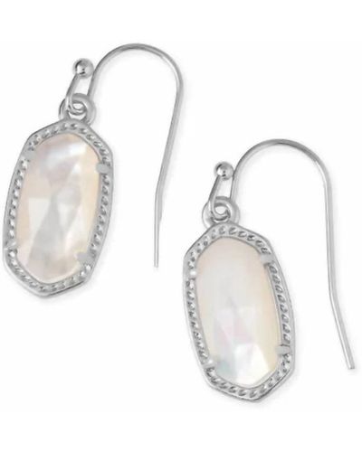 Kendra Scott Lee Silver Drop Earrings In Ivory Mother-of-pearl - White