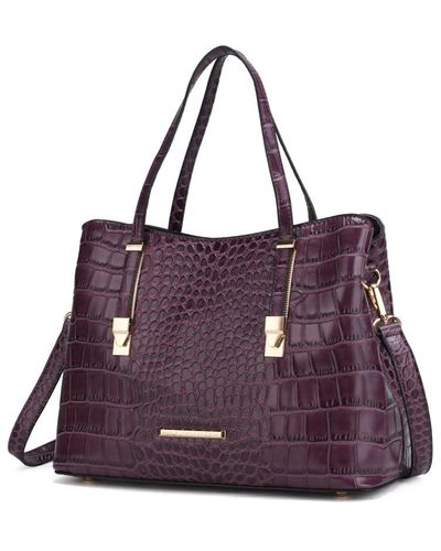 MKF Collection by Mia K Aurelia Crocodile Embossed Vegan Leather Tote Bag - Purple