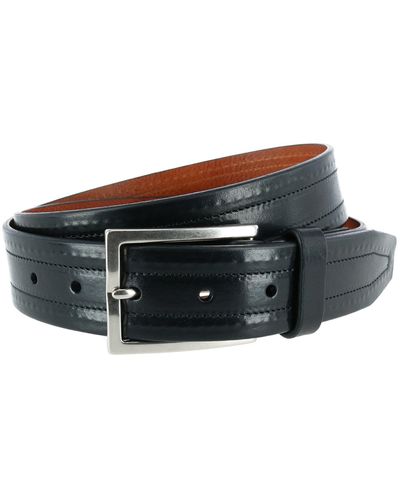 Trafalgar Wesley Covered Stitch Casual Leather Belt - Black