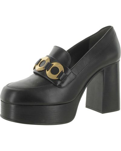 See By Chloé Jenny Leather Platform Loafer Heels - Black