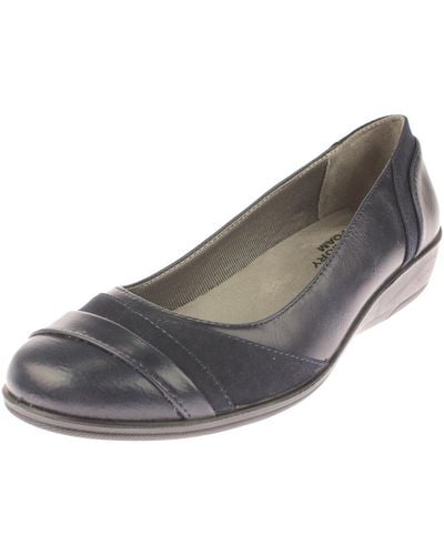 LifeStride Indeed Faux Leather Mixed Media Round Toe Heels - Gray