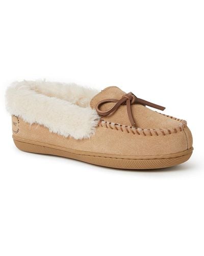 Dearfoams Bethany Genuine Suede Moccasin - Natural