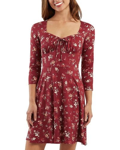 Bcx Bow Floral Fit & Flare Dress - Red