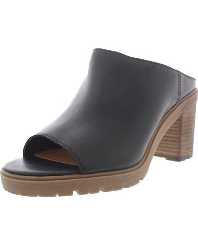 Lucky Brand Dalliey Leather Backless Slide Sandals - Gray