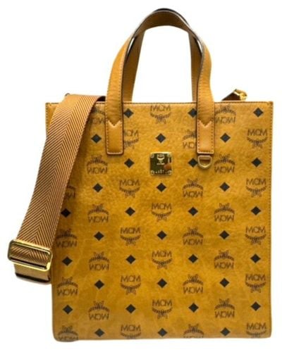 MCM Visetos Leather Tote Bag (pre-owned) - Yellow
