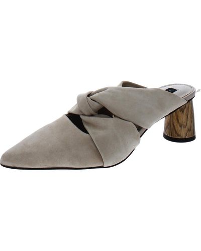 Sanctuary Leather Pointed Toe Mules - Gray