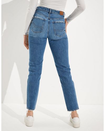 American Eagle Outfitters Ae V-rise Mom Jean - Blue