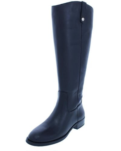 INC Fawne Wide Calf Leather Riding Boots - Blue