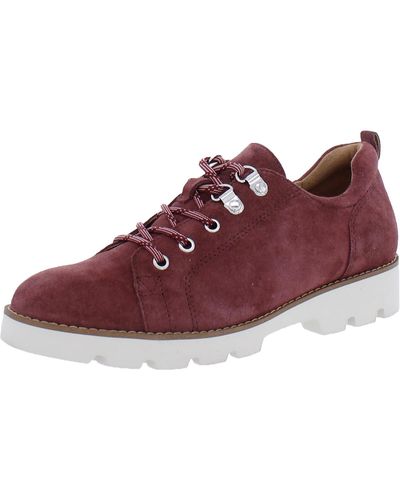 Vionic Ballari Suede Lace-up Oxfords - Red