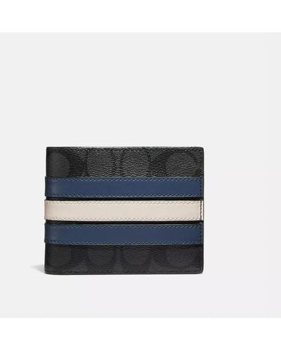COACH 3 In 1 Wallet In Signature Canvas With Varsity Stripe - Blue