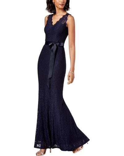 Adrianna Papell Lace Sleeveless Evening Dress - Blue