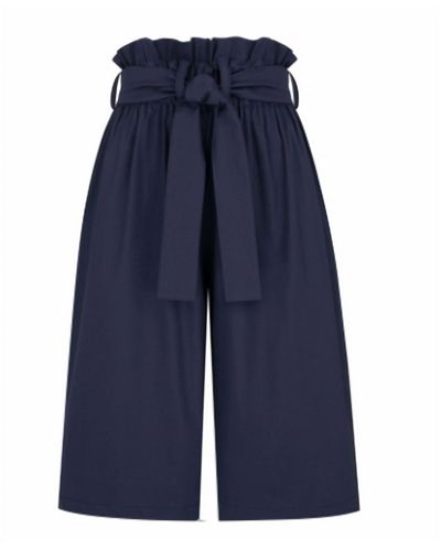 Monica Nera Blossom High Waist Shorts - Blue