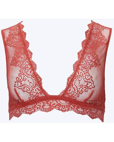Only Hearts So Fine Lace Tank Bralette - Red