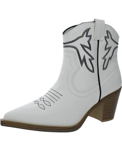 MIA Leather Block Heel Booties - Gray