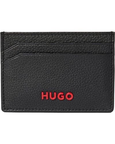 BOSS Hugo Subway Grain Leather Four Slot Card Case - Black