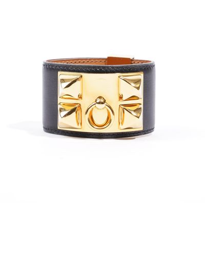 Hermès Collier De Chien Bracelet Goatskin Leather - Metallic
