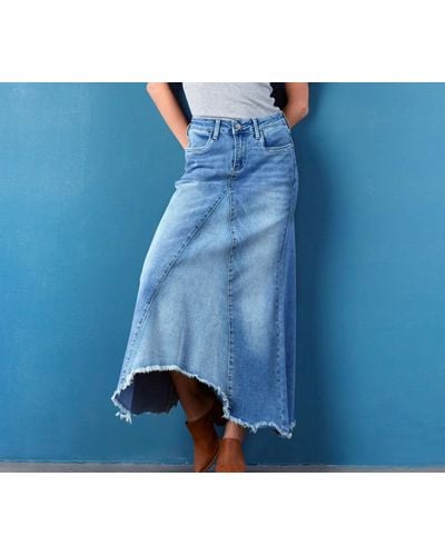 Wash Lab Denim Selma Pieced Denim Maxi Skirt - Blue