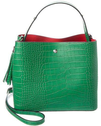 Italian Leather Top Handle Bag - Green