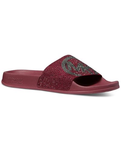 MICHAEL Michael Kors Gilmore Slip-on Embellished Slide Sandals - Red