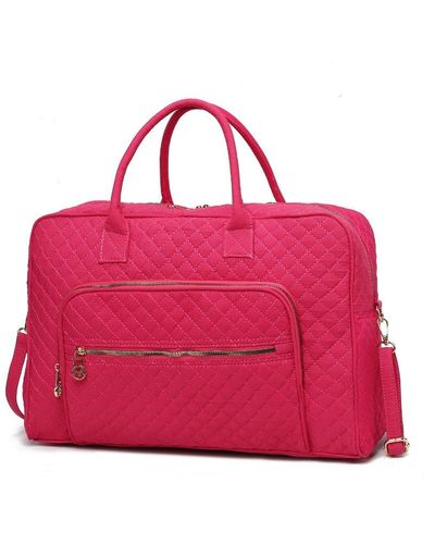 MKF Collection by Mia K Jayla Solid Quilted Cotton Duffle Bag By Mia K - Red