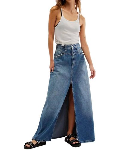 Free People Come As You Are Denim Maxi Skirt - Blue